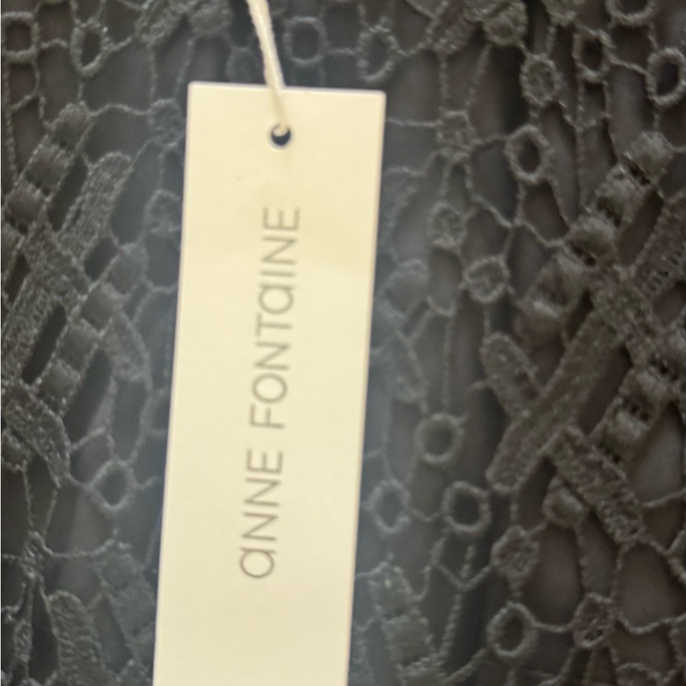 Anne Fontaine Cocktail Dress Black Lace 40 Short Sleeve Sheer Layered NWT - Picture 13 of 15